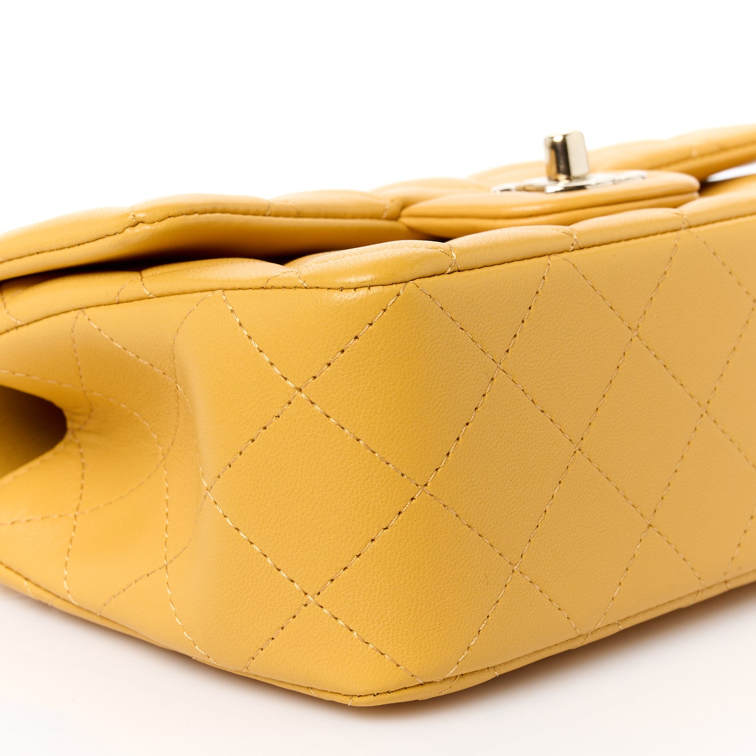 Chanel Lambskin Quilted Mini Top Handle Rectangular Flap Yellow 10 of 12