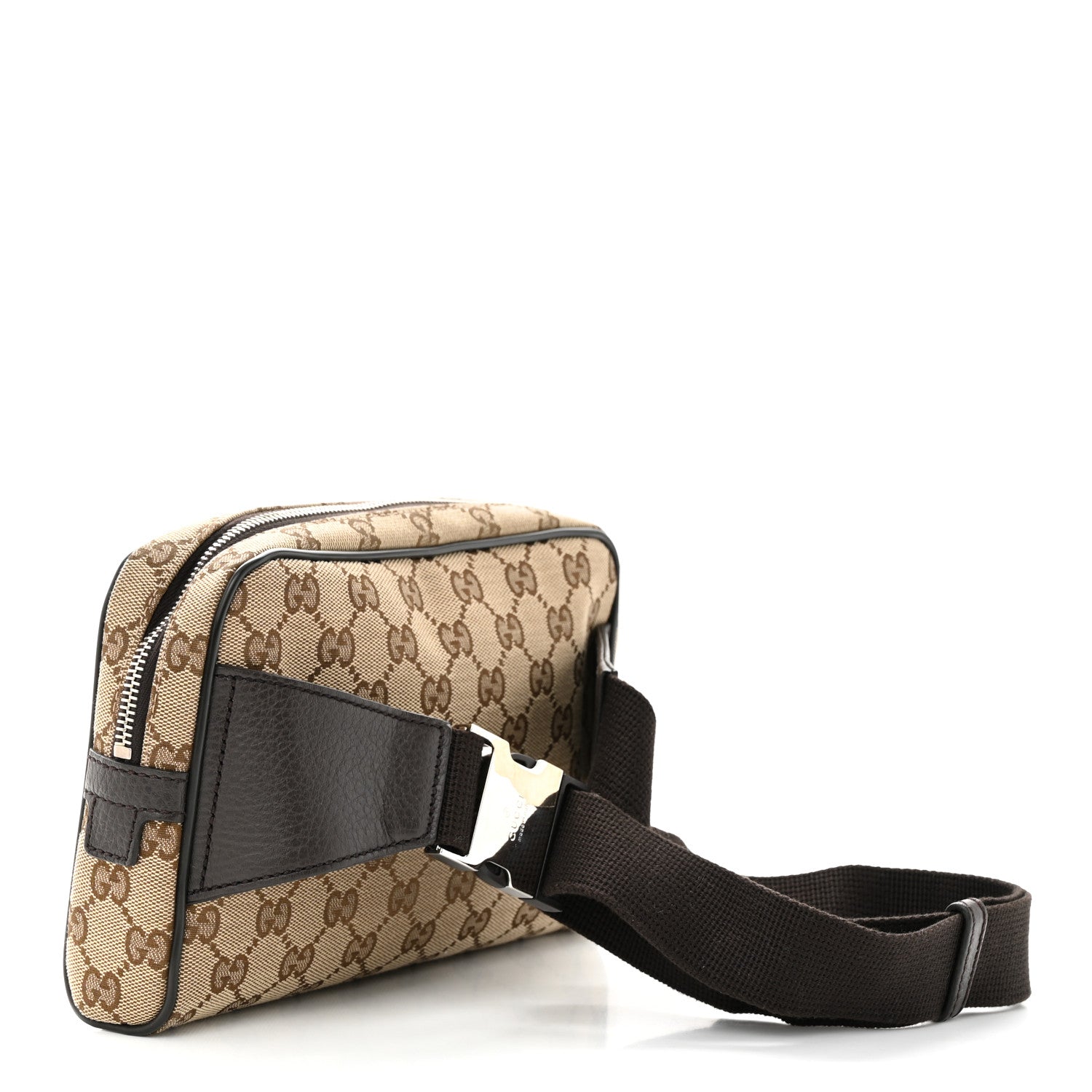 Gucci Monogram Dollar Calfskin Belt Bag Beige Ebony Testa di Moro Marrone Scuro 3 of 12