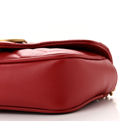 Gucci Calfskin Matelasse Super Mini GG Marmont Shoulder Bag Hibiscus Red 10 of 11