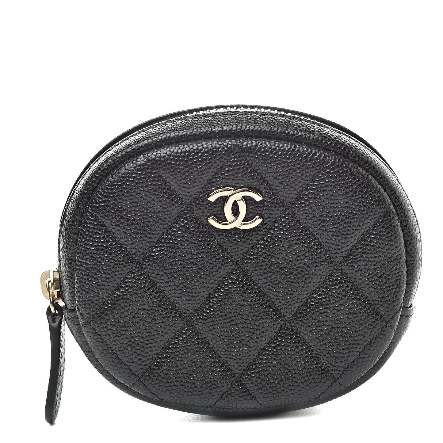 Caviar Quilted Zip Around Classic Coin Purse Black