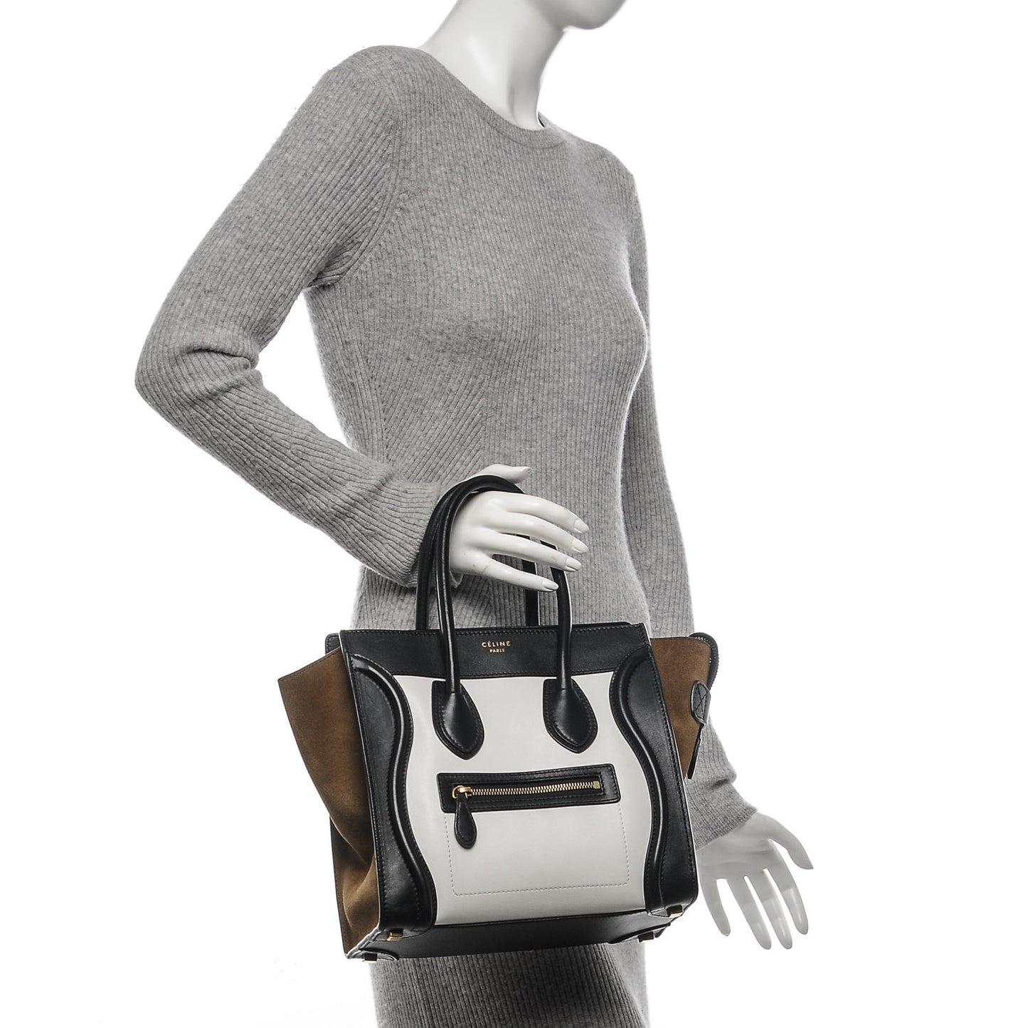 Smooth Calfskin Nubuck Micro Tri-Color Luggage White