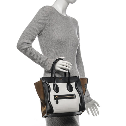Celine Smooth Calfskin Nubuck Micro Tri-Color Luggage White 2 of 8