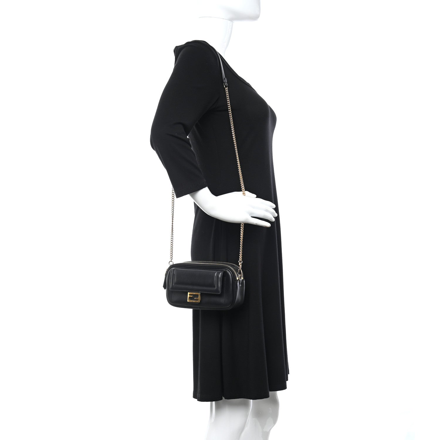 Fendi Vitello Grace Matte Easy Baguette Black 2 of 12