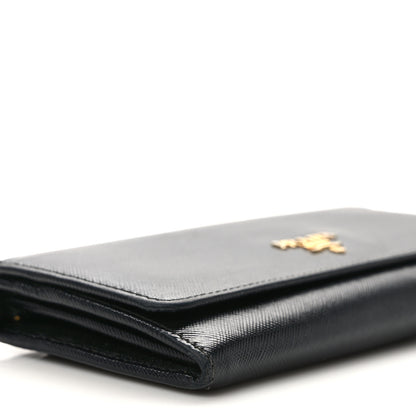 Prada Saffiano Metal Continental Flap Wallet Black 9 of 12