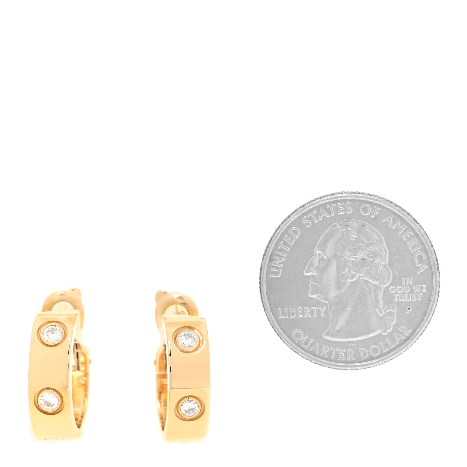 Cartier 18K Yellow Gold 6 Diamond 5.5mm LOVE French Clip Hoop Earrings 2 of 6