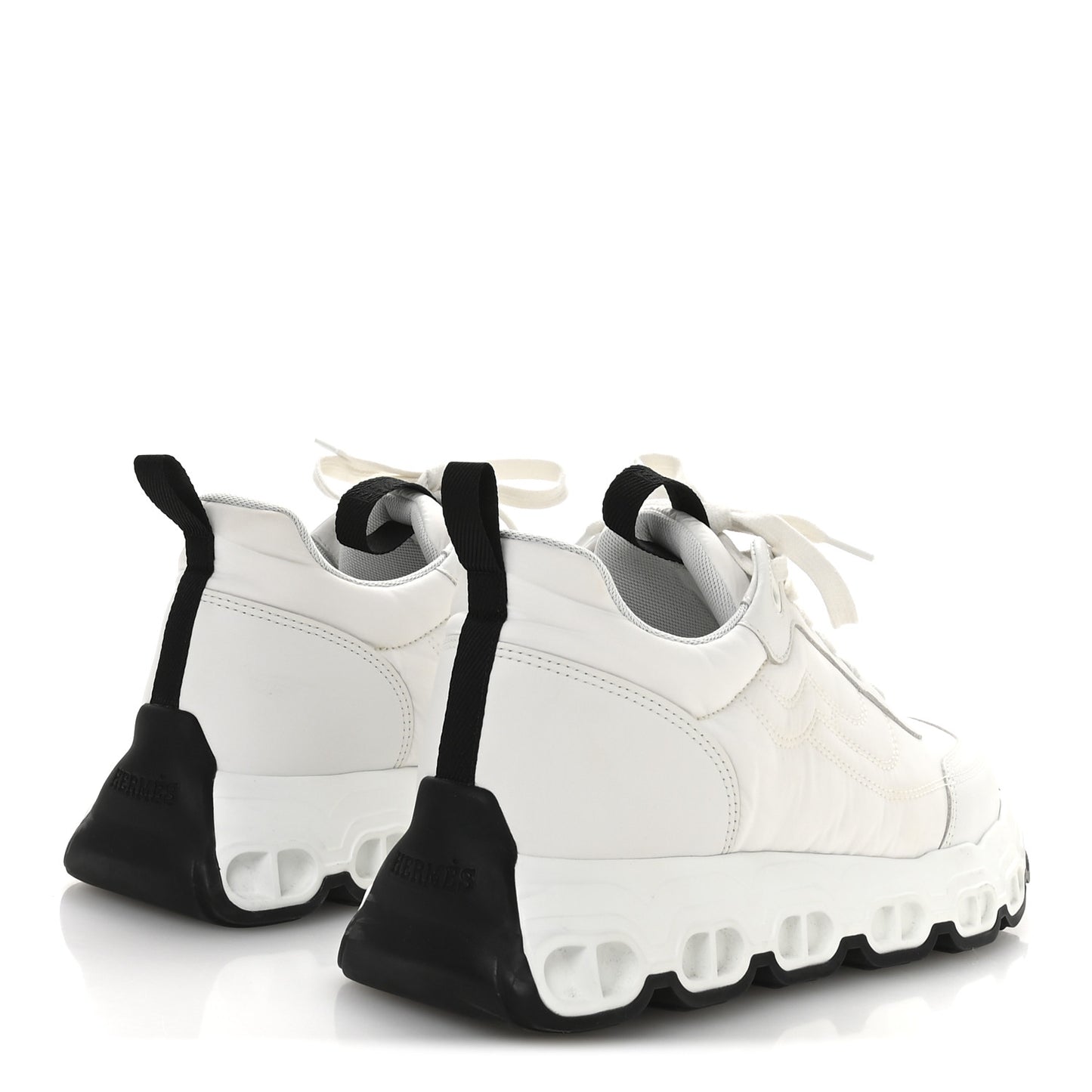 Parachute Fabric Calfskin Impulse Sneakers 40 White