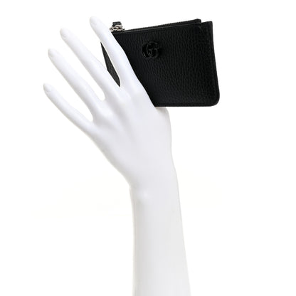 Gucci Dollar Calfskin Enamel Monochrome GG Marmont Key Case Card Holder Black 2 of 8