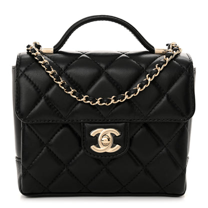 Chanel Lambskin Quilted Mini Top Handle Square Flap Black 1 of 11