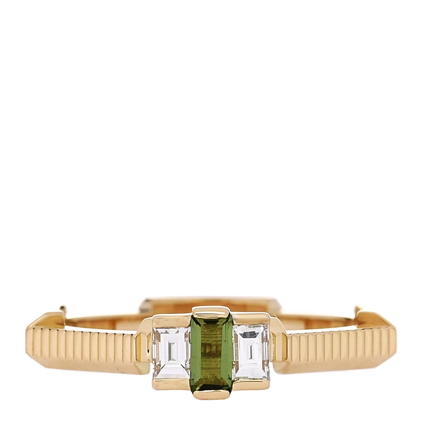 18K Yellow Gold Diamond Green Tourmaline Link to Love Ring 50 5.5