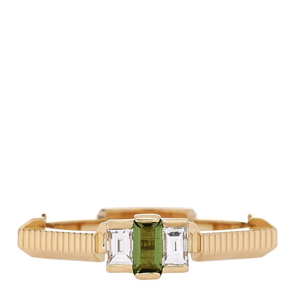 Gucci 18K Yellow Gold Diamond Green Tourmaline Link to Love Ring 50 5.5 1 of 7