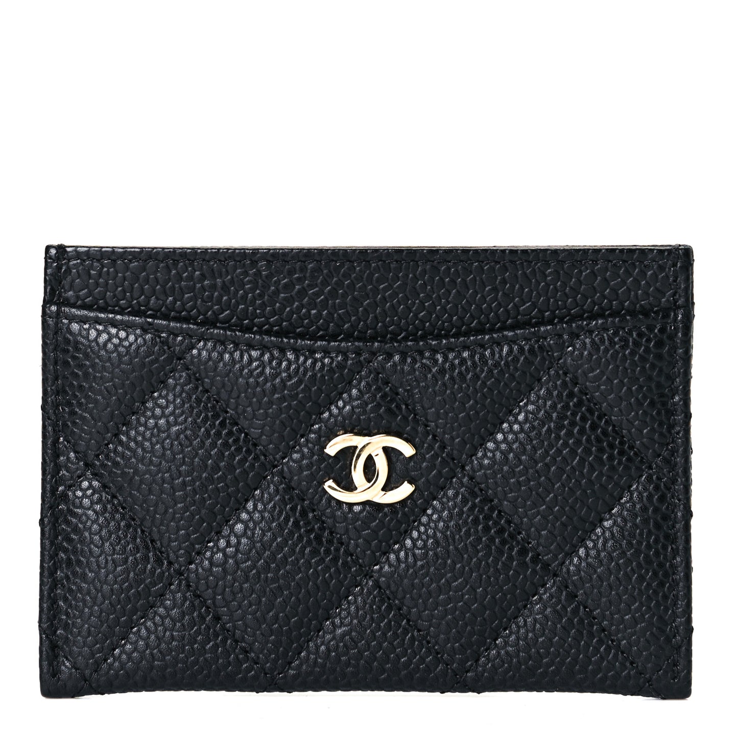 Caviar Quilted Card Holder Black