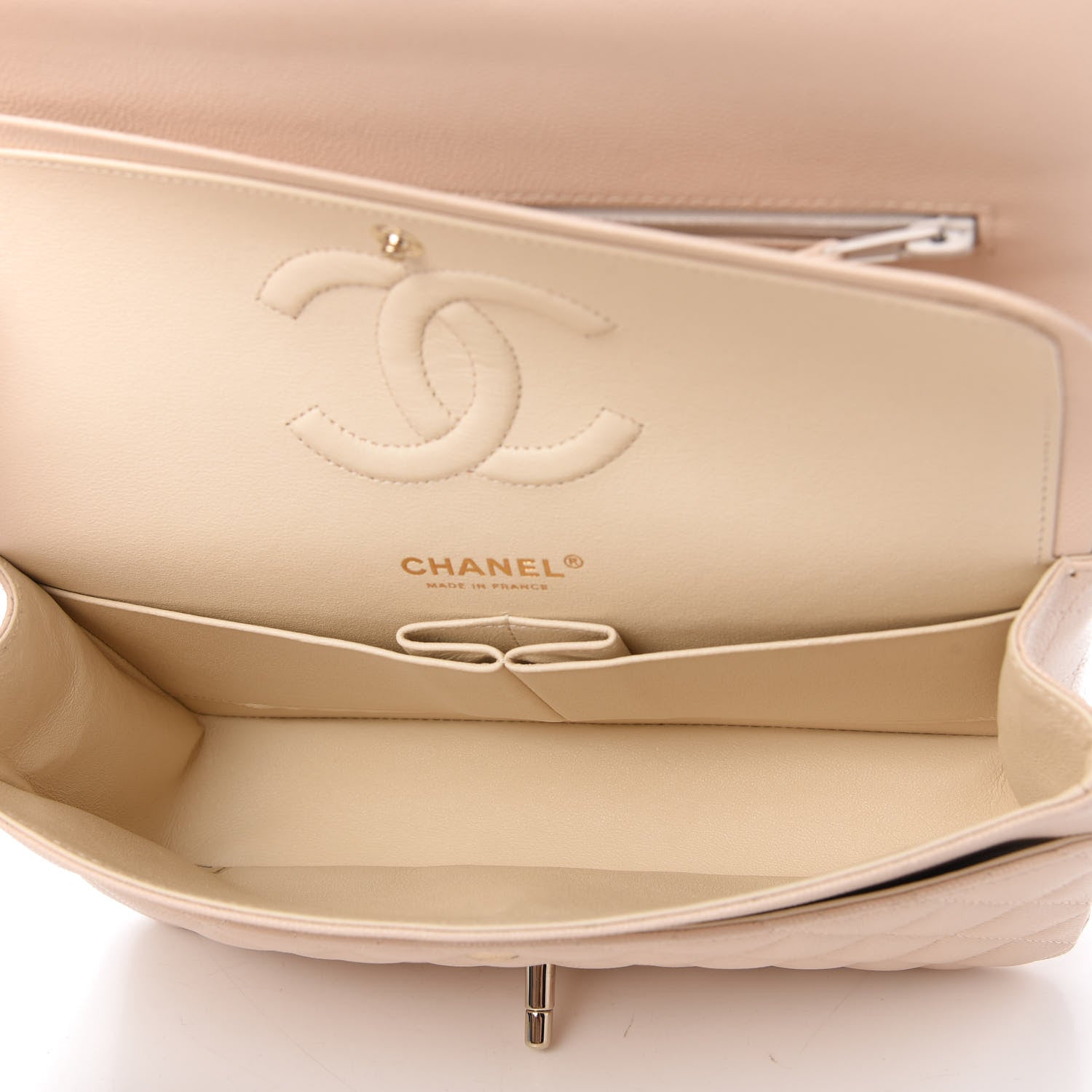 Chanel Caviar Quilted Medium Double Flap Light Beige 5 of 11