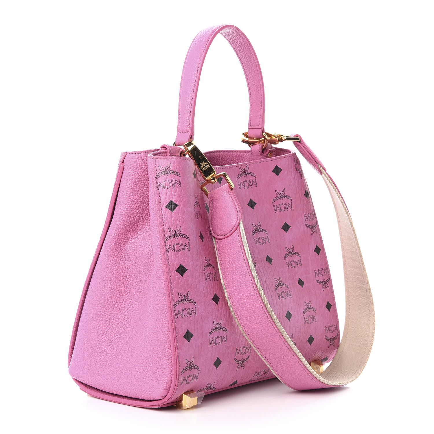 MCM Visetos Corina Shoulder Bag Pink 3 of 10