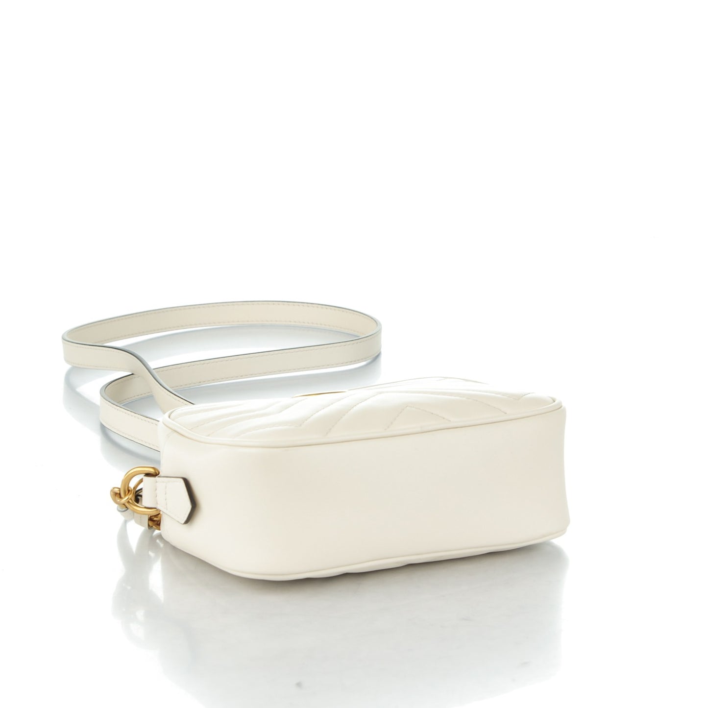 Calfskin Matelasse Mini GG Marmont Chain Shoulder Bag White