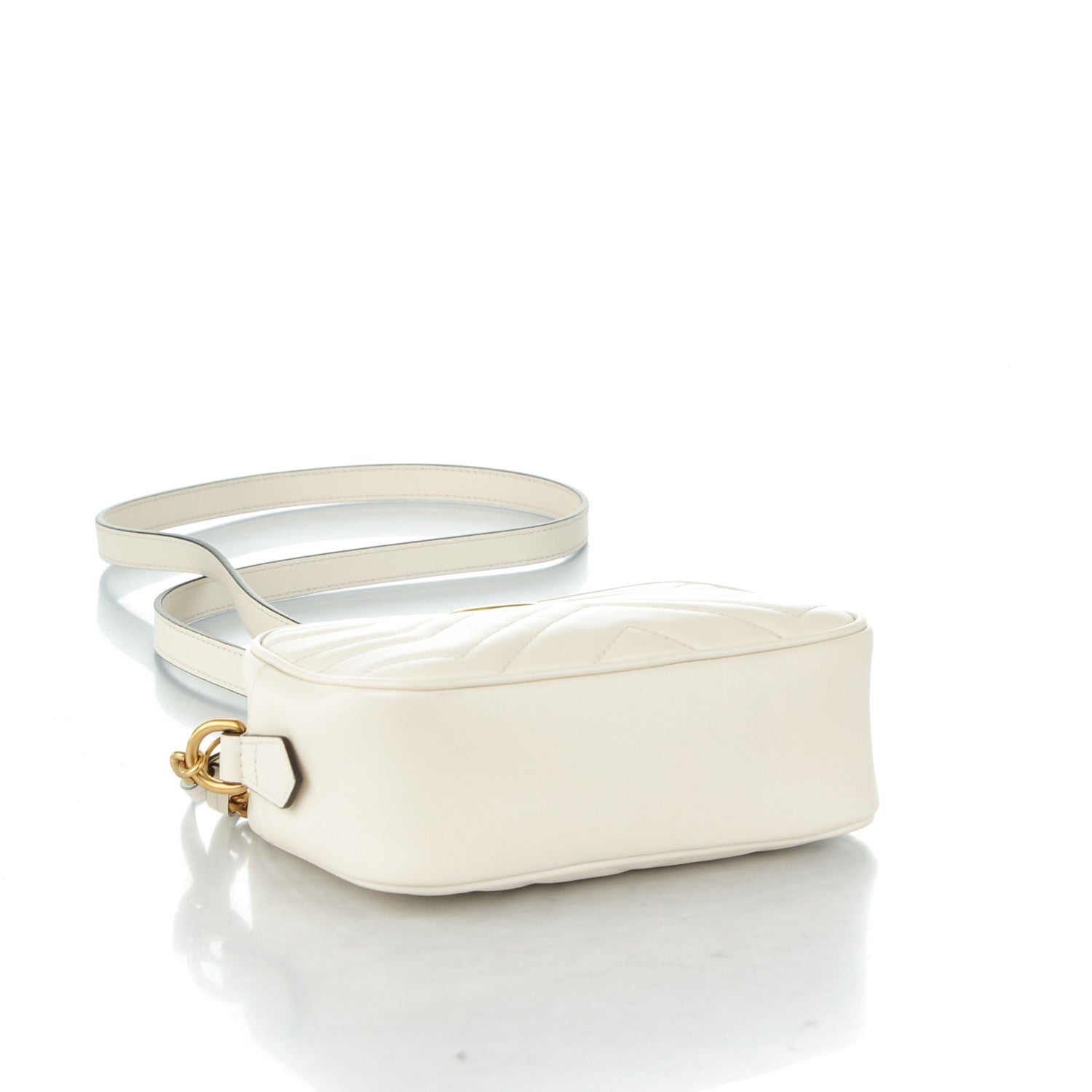 Gucci Calfskin Matelasse Mini GG Marmont Chain Shoulder Bag White 4 of 7