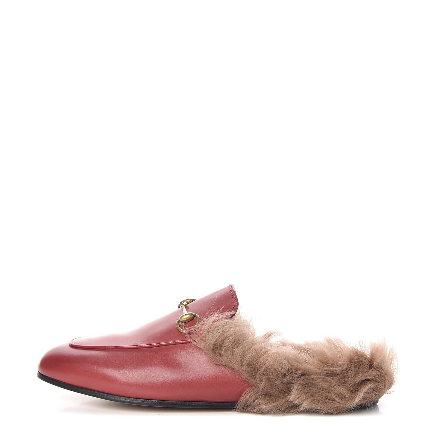 Betis Glamour Calfskin Fur Womens Princetown Slippers 39.5 Hibiscus Red Naturale