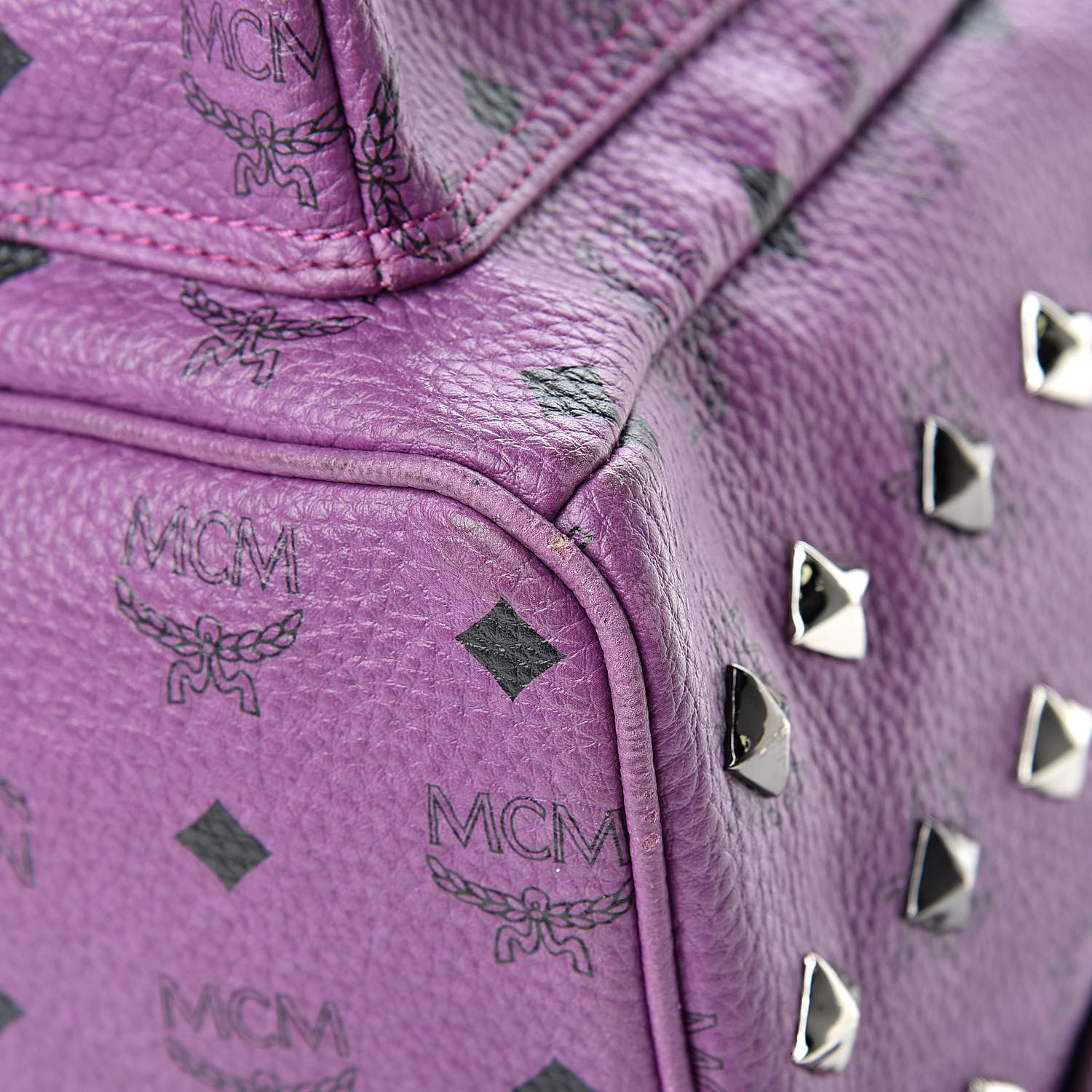 MCM Visetos Studded Medium Stark Backpack Purple 10 of 21