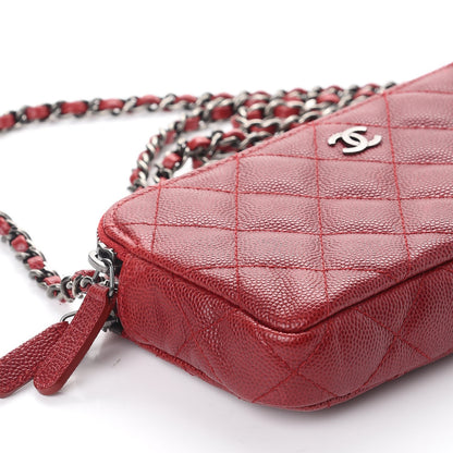 Chanel Caviar Quilted Small Clutch With Chain Red 10 of 11