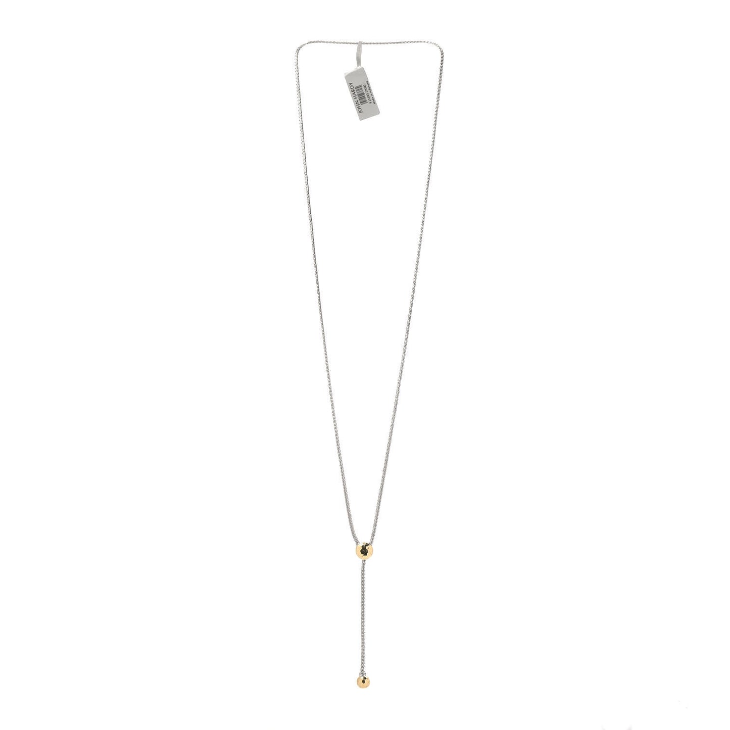 Sterling Silver 18K Yellow Gold Classic Chain Hammered Y Necklace