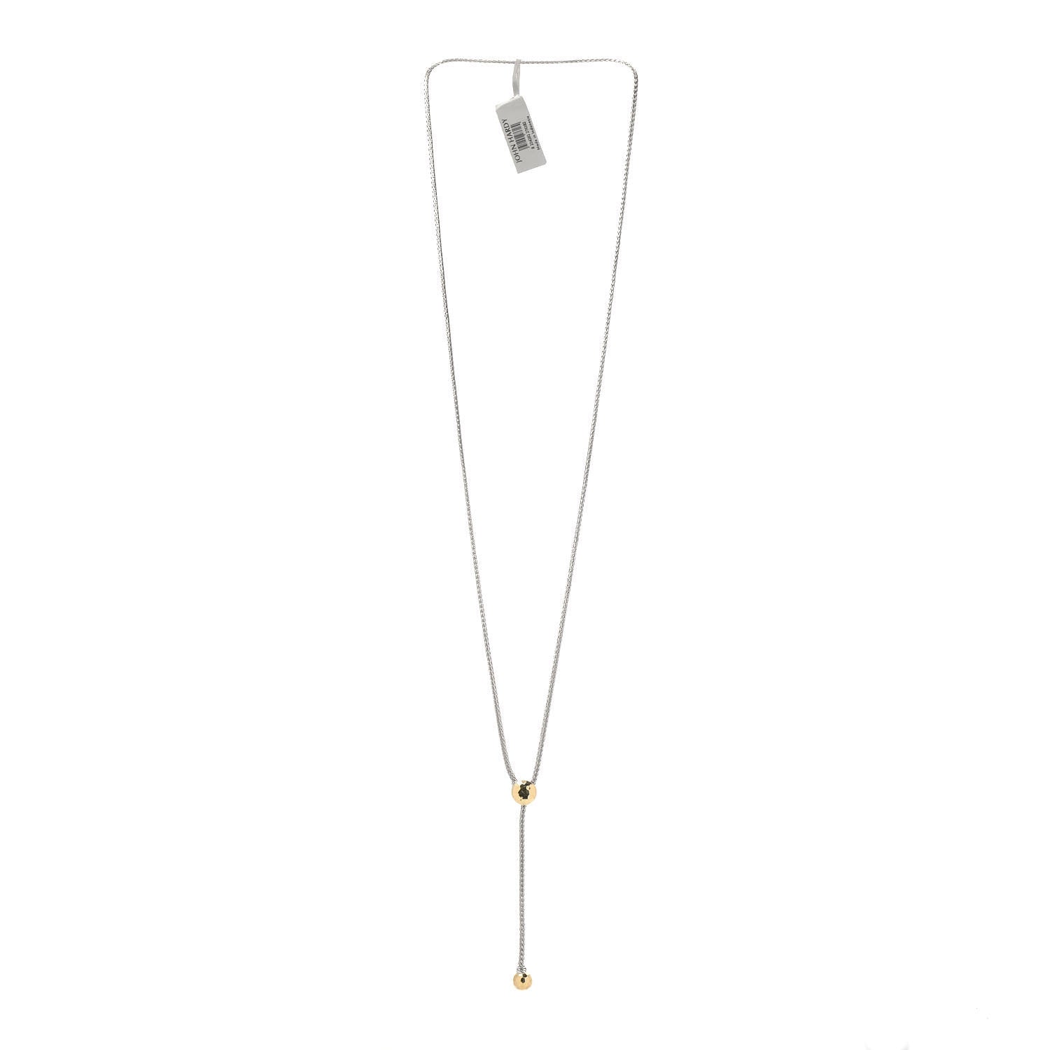 John Hardy Sterling Silver 18K Yellow Gold Classic Chain Hammered Y Necklace 3 of 4