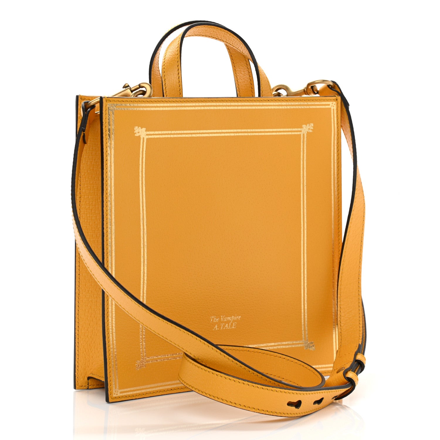 Gucci Textured Calfskin Garden Bat Vertical Shopping Tote Yellow 3 of 11