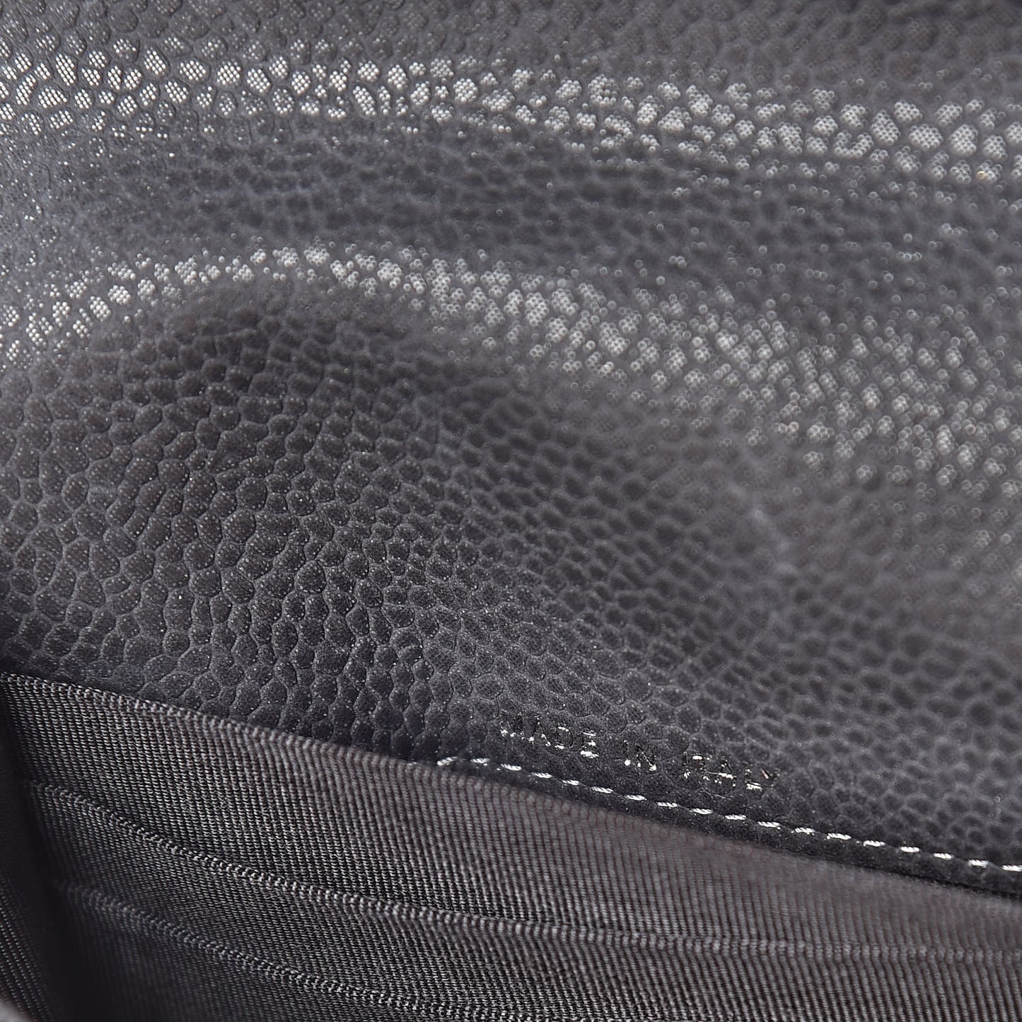 Iridescent Caviar Quilted Large Flap Wallet Grey