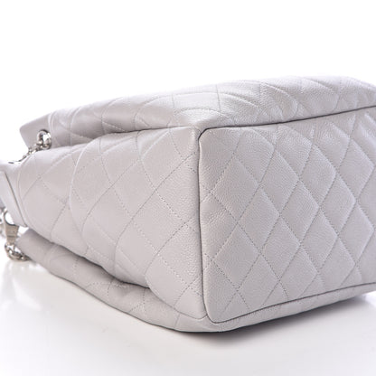 Chanel Grained Calfskin Quilted Medium CC Chain Bucket Drawstring Bag Light Grey 9 of 10