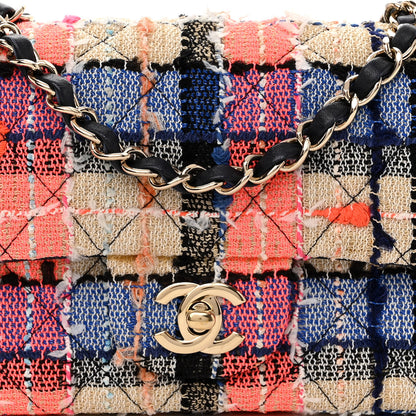 Chanel Tweed Quilted Mini Rectangular Flap Blue Orange Yellow 7 of 10