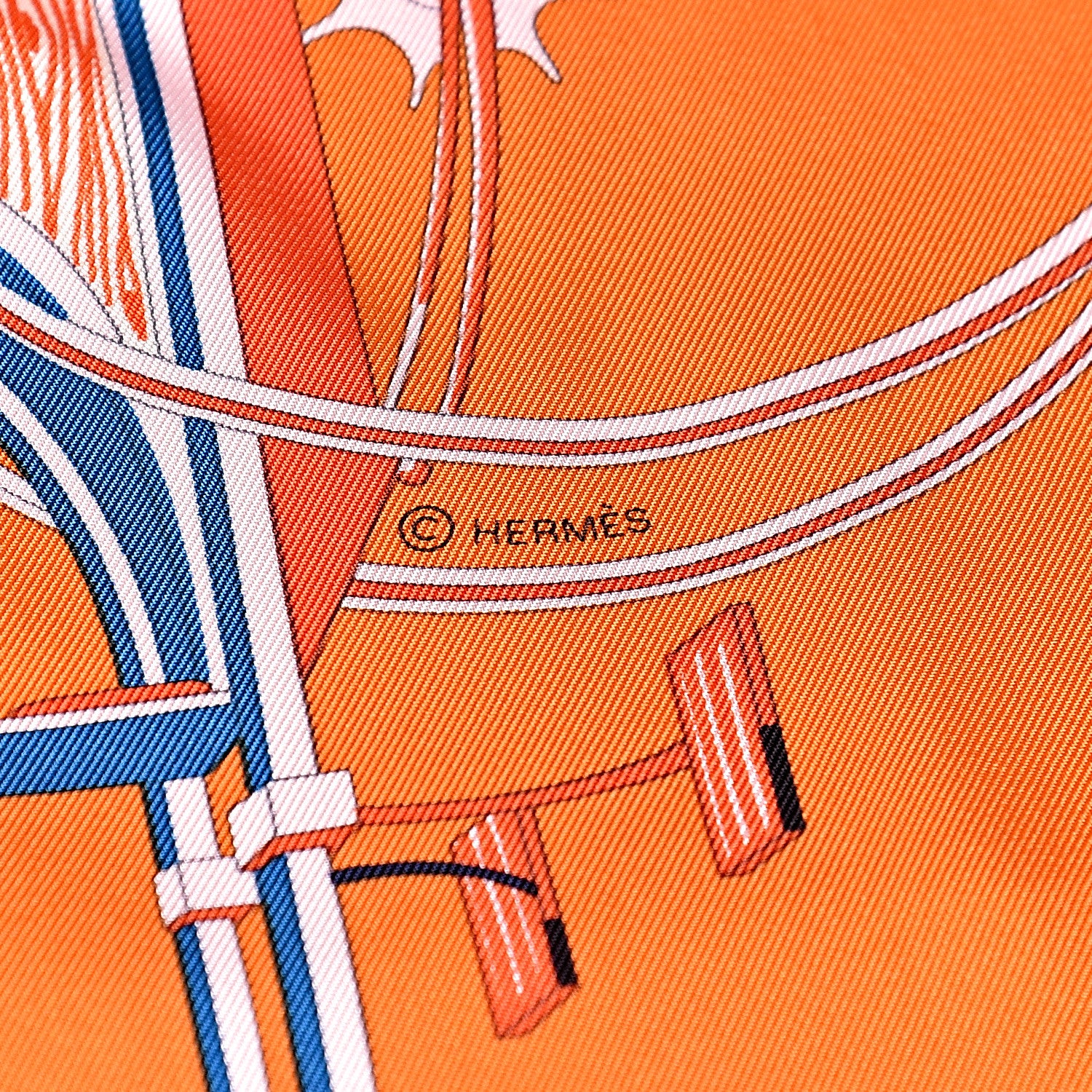 Hermes Silk Les Volttures A Transformation Scarf 90 Orange Blanc Bleu 4 of 4