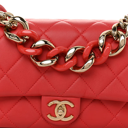 Chanel Lambskin Quilted Resin Bi-Color Chain Flap Bag Red 8 of 11