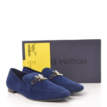 Louis Vuitton Suede Upper Case Flat Loafers 40 Marine 9 of 9