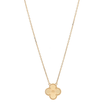 Van Cleef & Arpels 18K Yellow Gold Guilloche Vintage Alhambra Pendant Necklace 1 of 4