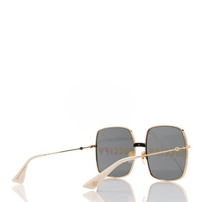 Gucci Metal Rectangular Guccify Frame Sunglasses GG0414S Gold 4 of 7