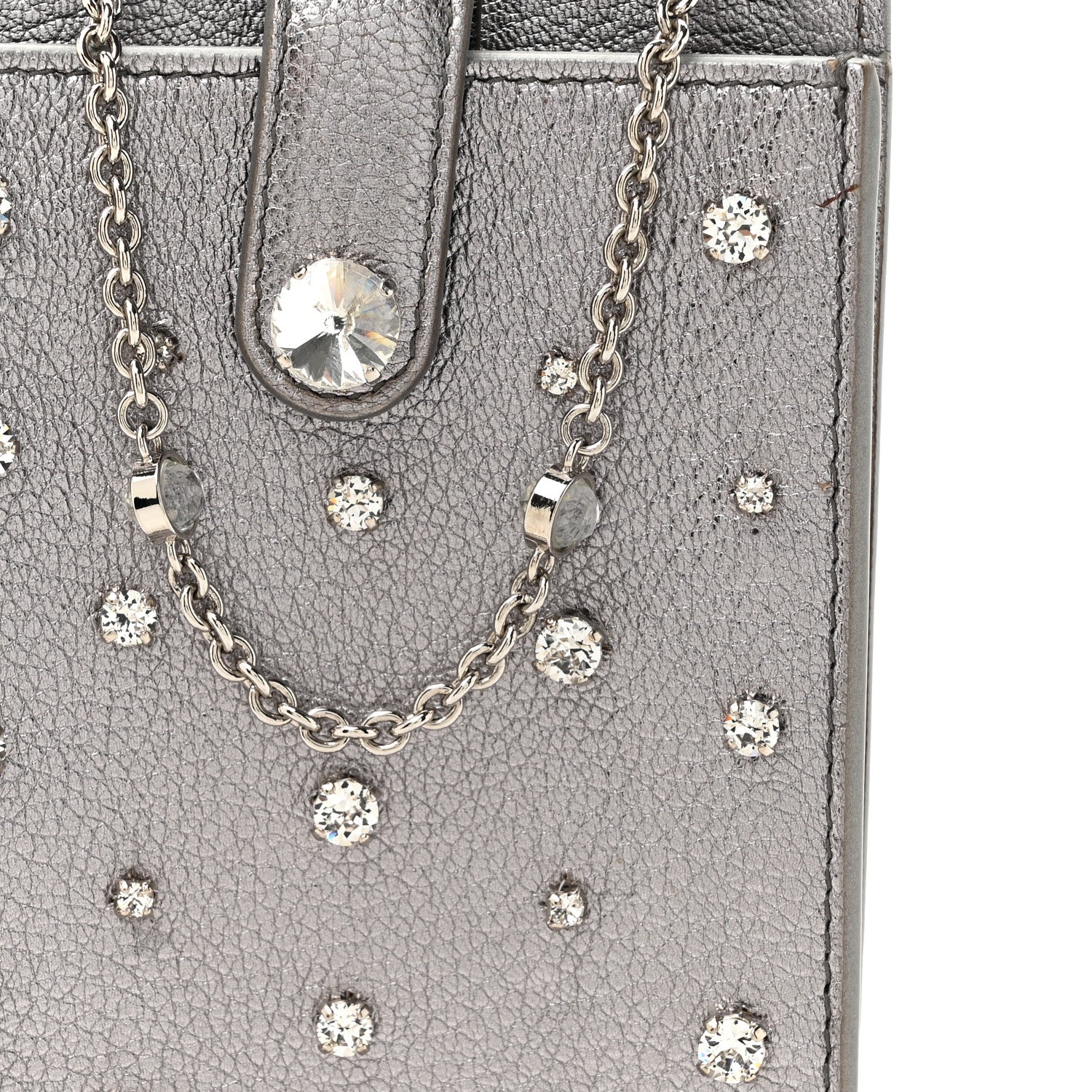 Miu Miu Calfskin Crystal Crossbody Silver 7 of 14