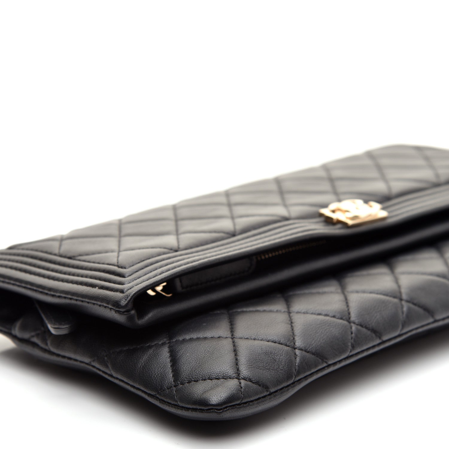 Chanel Lambskin Quilted Beauty CC Boy Clutch Black 6 of 9