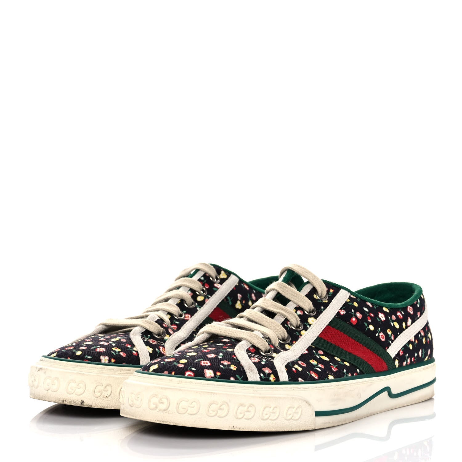 Gucci X LIBERTY OF LONDON Canvas Web Holly Print Womens 1977 Tennis Sneakers 40 Black 3 of 9