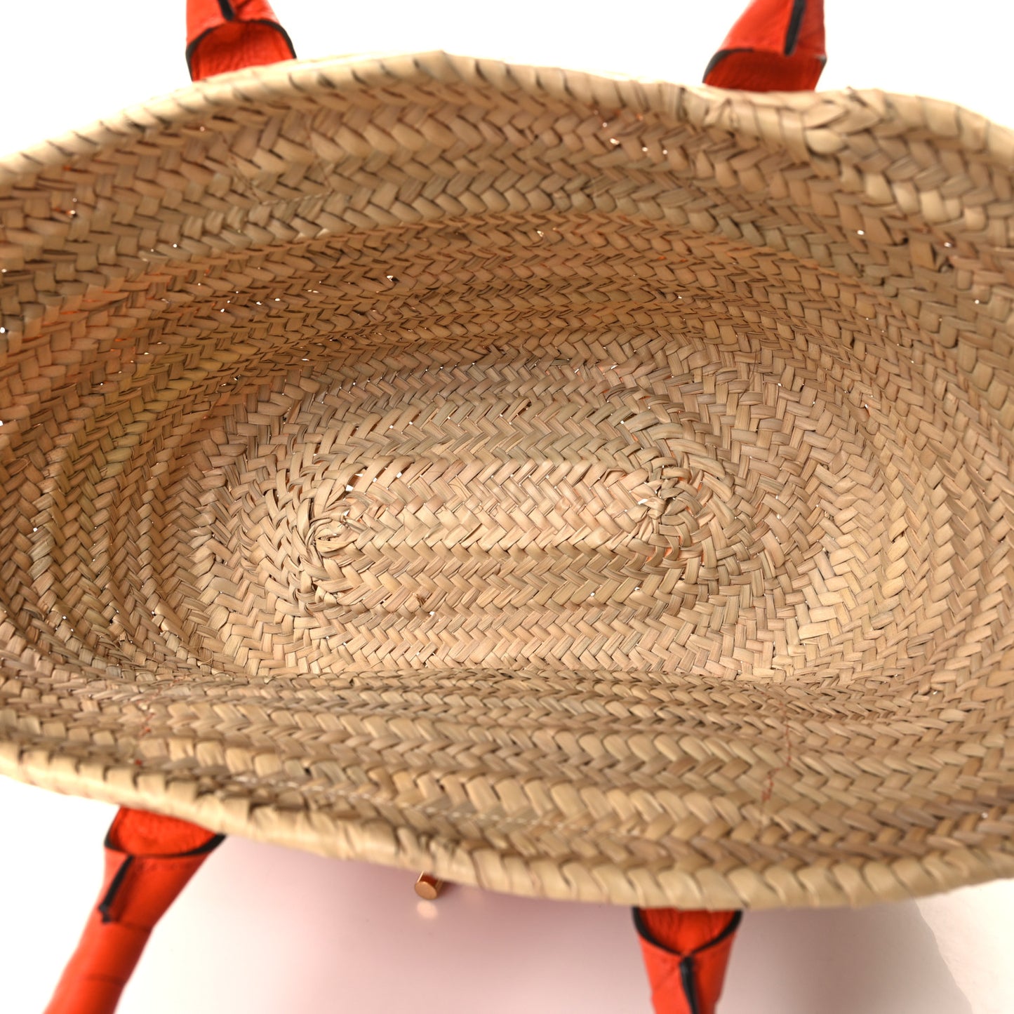 Raffia Small Grain Calfskin Medium Marcie Basket Orange