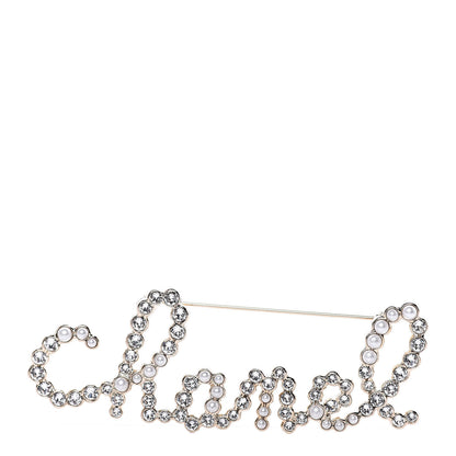 Chanel Metal Glass Swirling Pearls Brooch Pin Gold 1 of 5