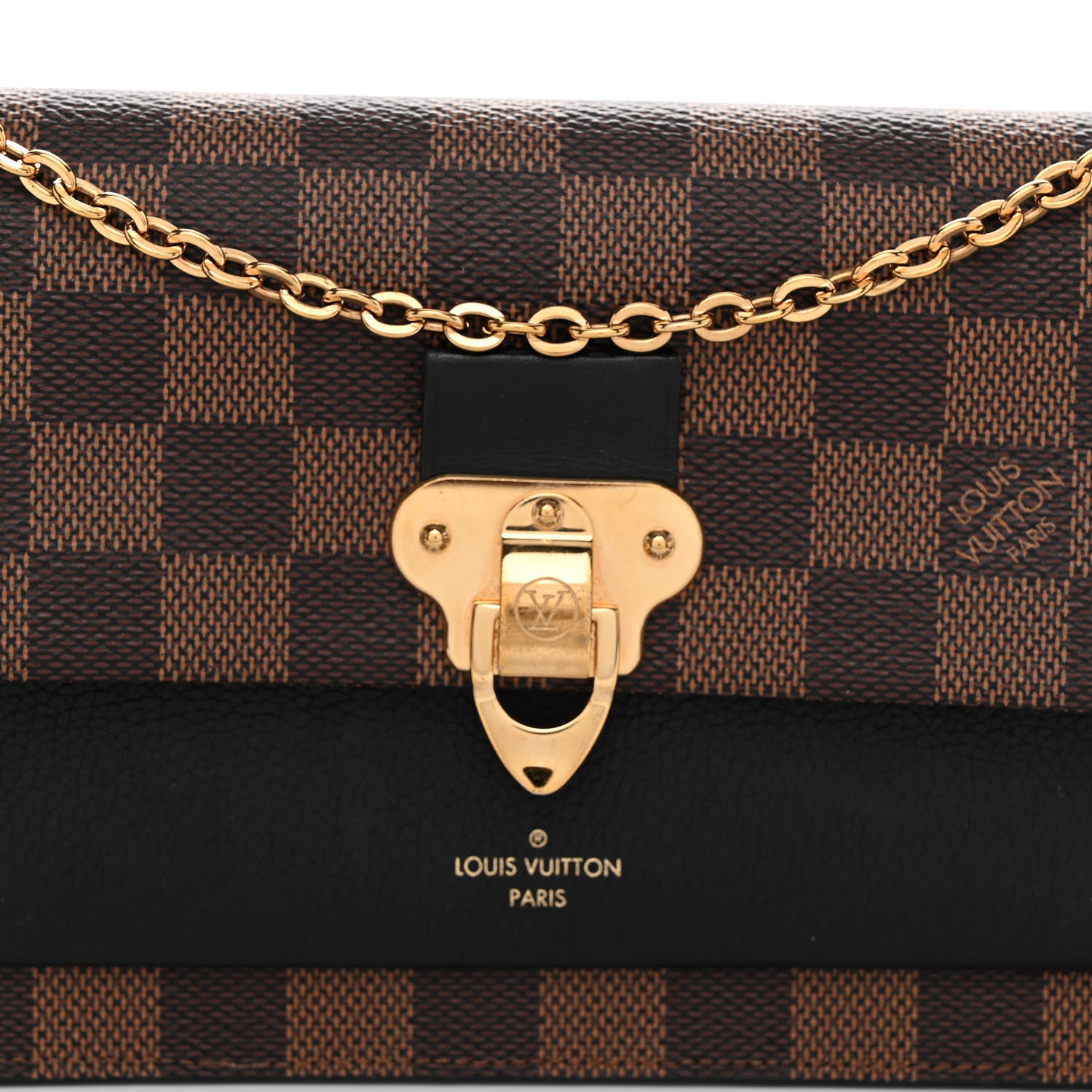 Louis Vuitton Damier Ebene Vavin Chain Wallet Black 8 of 10