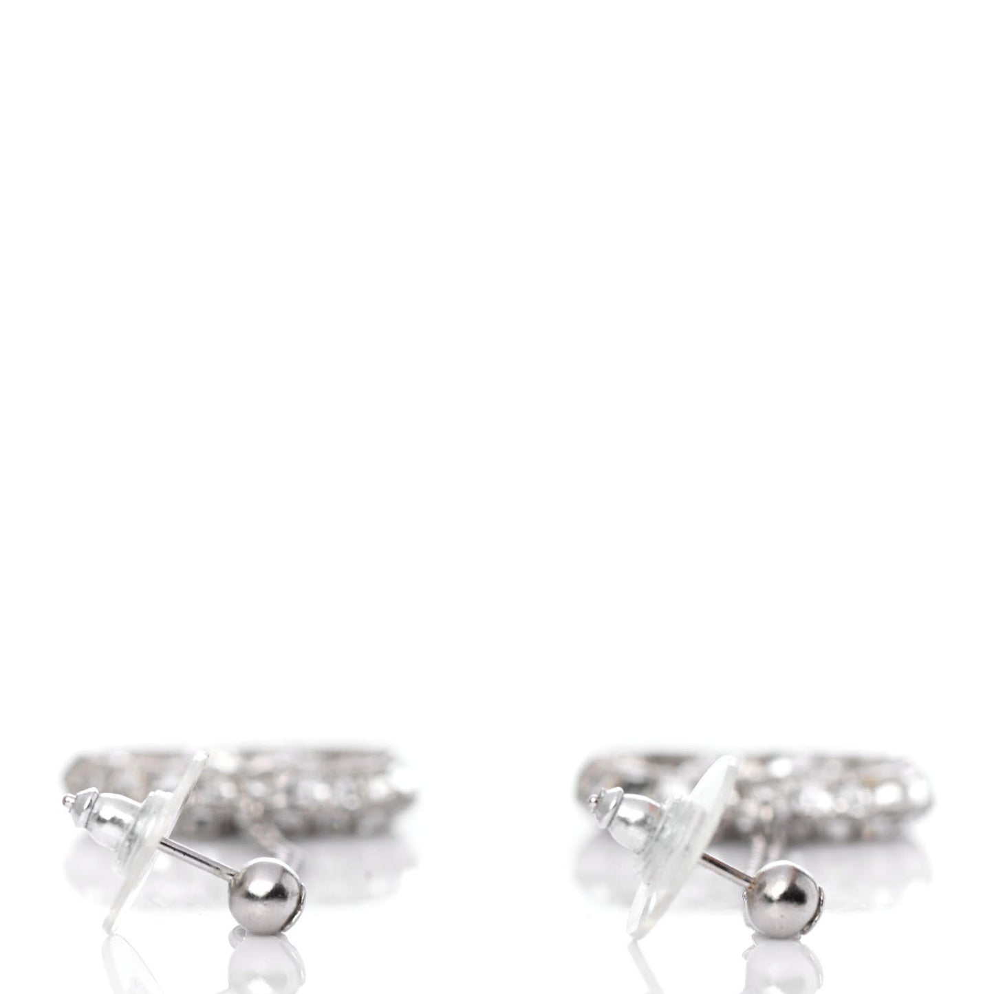 Baguette Crystal CC Drop Earrings Silver