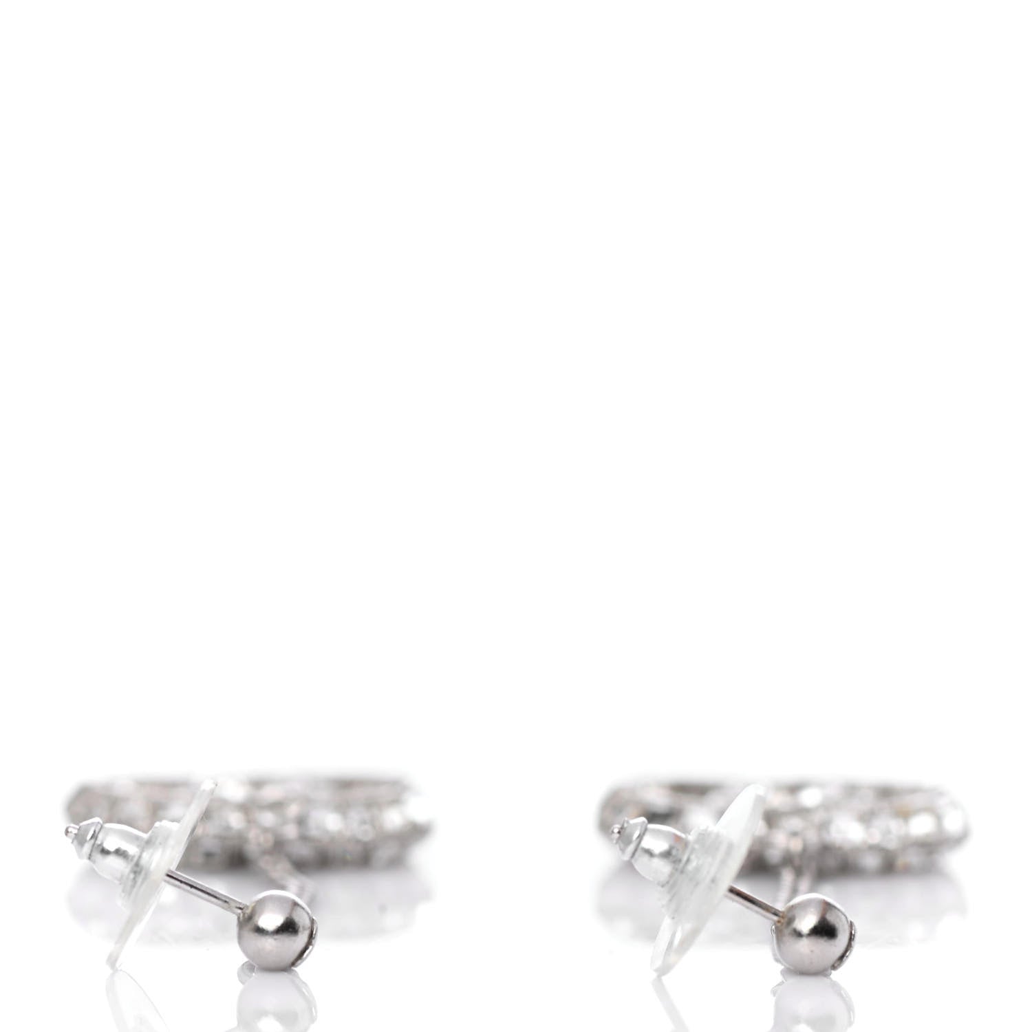 Chanel Baguette Crystal CC Drop Earrings Silver 3 of 4