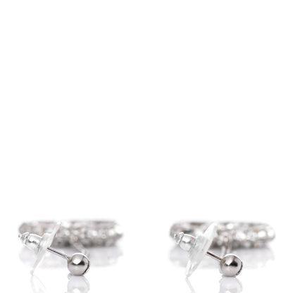 Chanel Baguette Crystal CC Drop Earrings Silver 3 of 4