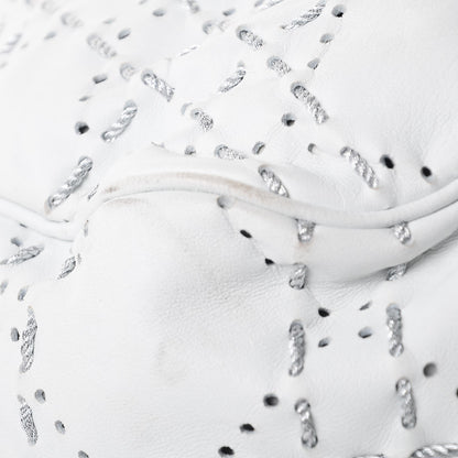 Christian Dior Lambskin Stitched Cannage Drawstring Bag White 10 of 13
