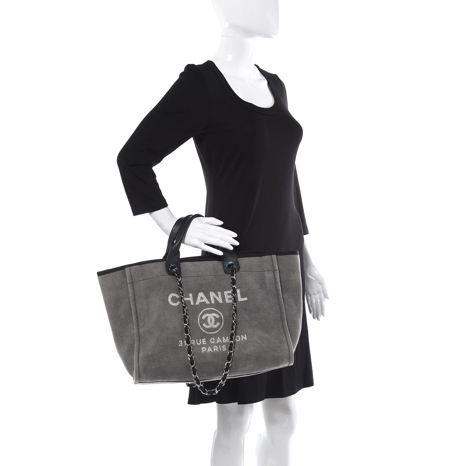 Chanel Canvas Deauville Large Tote Grey 3 of 15