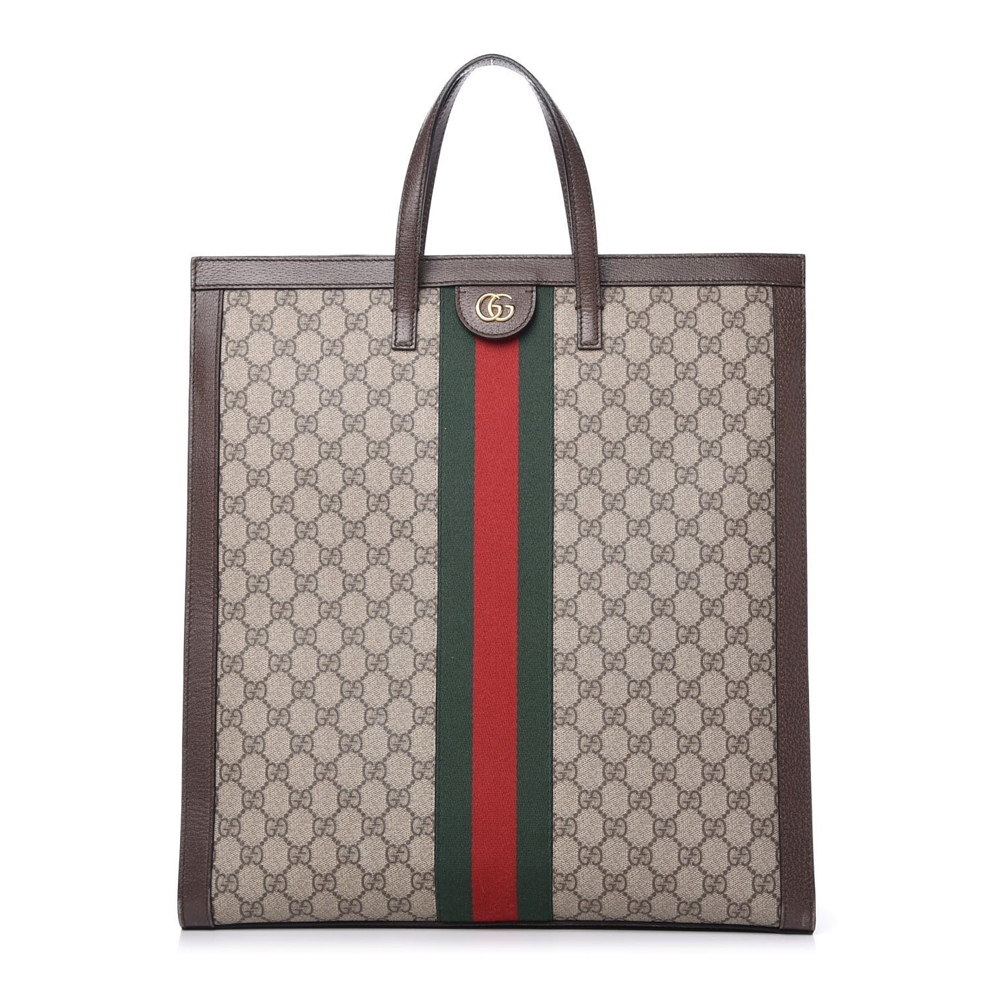 GG Supreme Monogram Web Ophidia Vertical Tote Brown