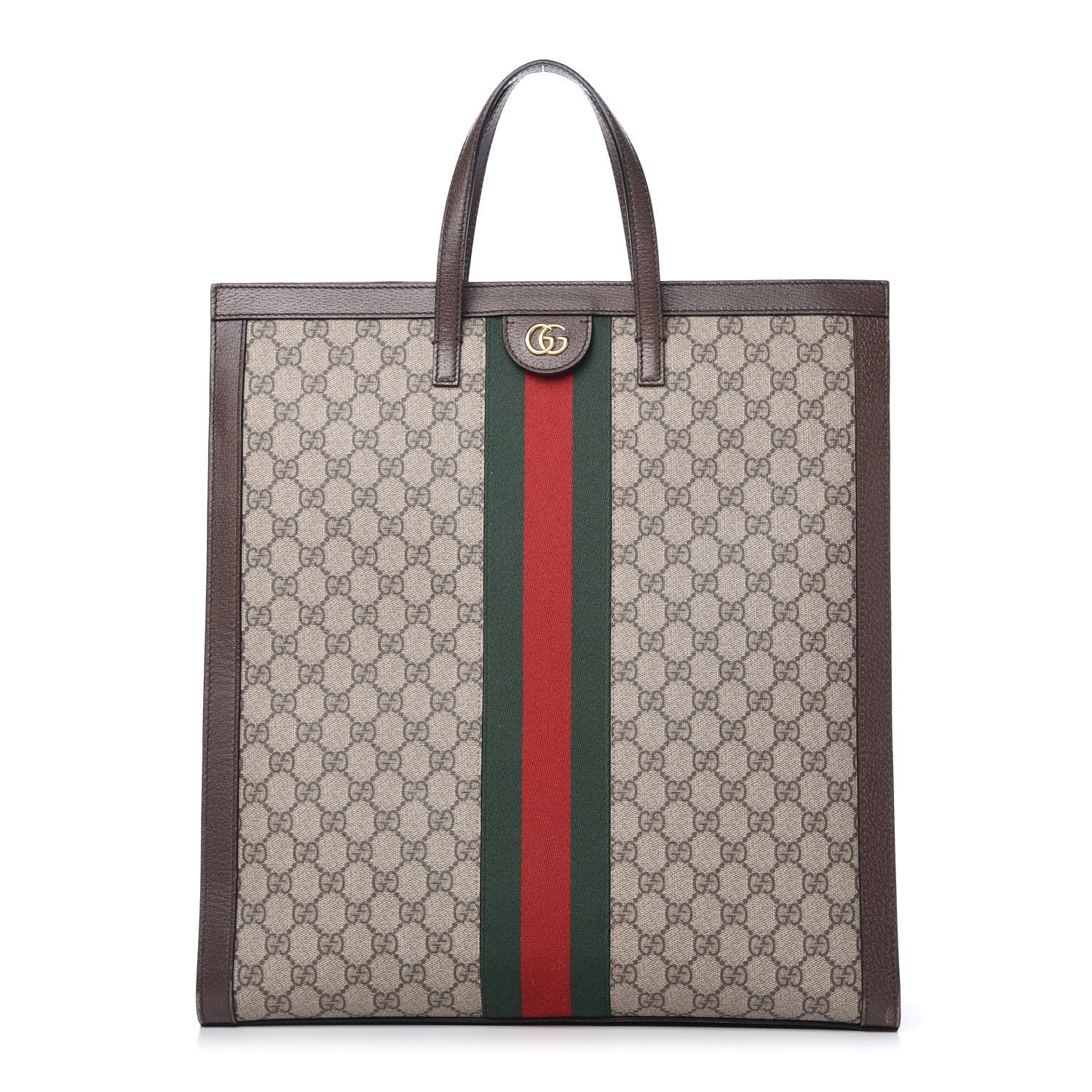 Gucci GG Supreme Monogram Web Ophidia Vertical Tote Brown 1 of 10