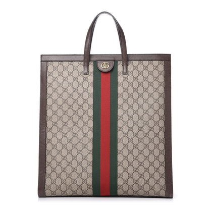 Gucci GG Supreme Monogram Web Ophidia Vertical Tote Brown 1 of 10