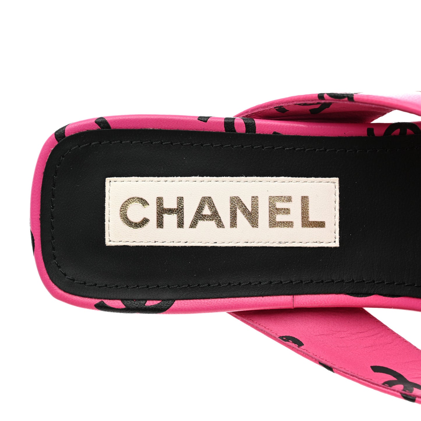 Printed Lambskin Coco Beach Thong Sandals 40.5 Dark Pink Black