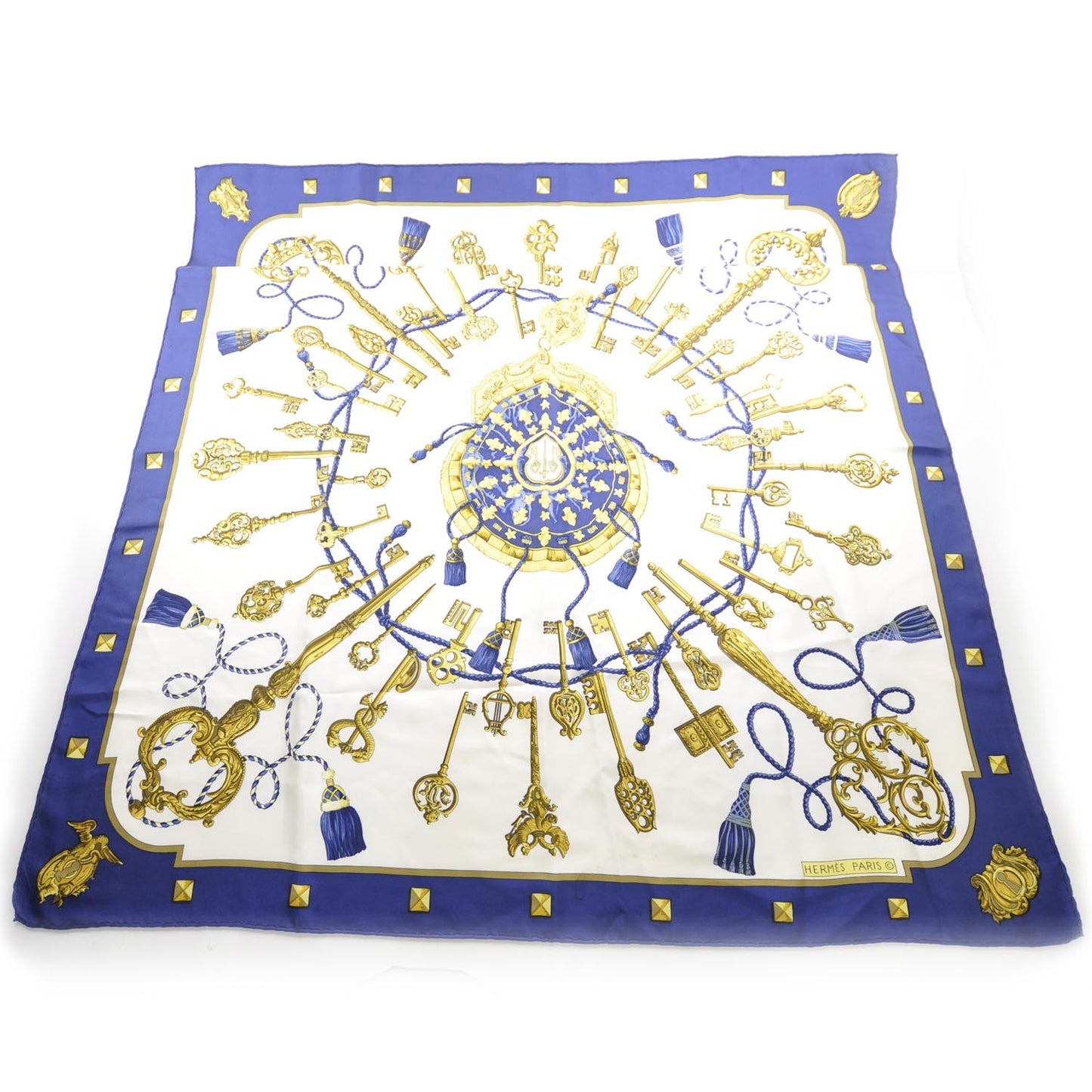 Silk Keys Les Cles Scarf 90 Bleu