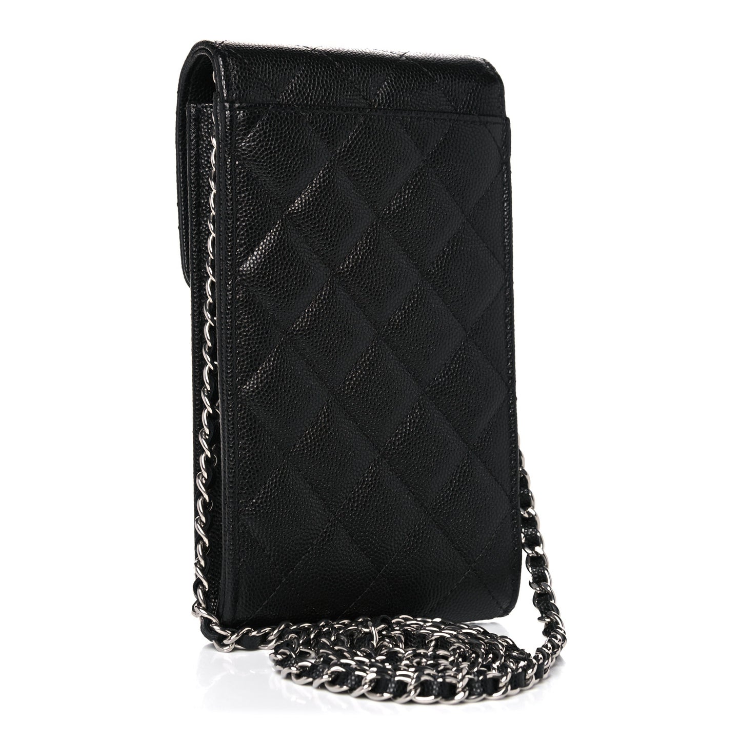 Caviar Quilted Classic Phone Holder Black